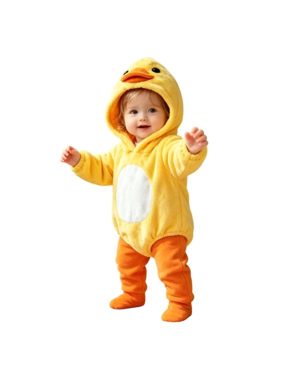 Duck 𝐂ostume Baby Baby 𝐂ostume Plush Hooded Romper Cosplay 𝐂ostume | Fleece 𝐂ostume, Party Cosplay 𝐂ostume