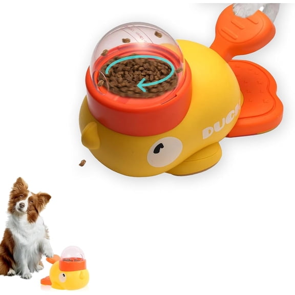 Duck-shaped dog toy for food distributor for pets, cats, dogs, treats to enrich and entertain