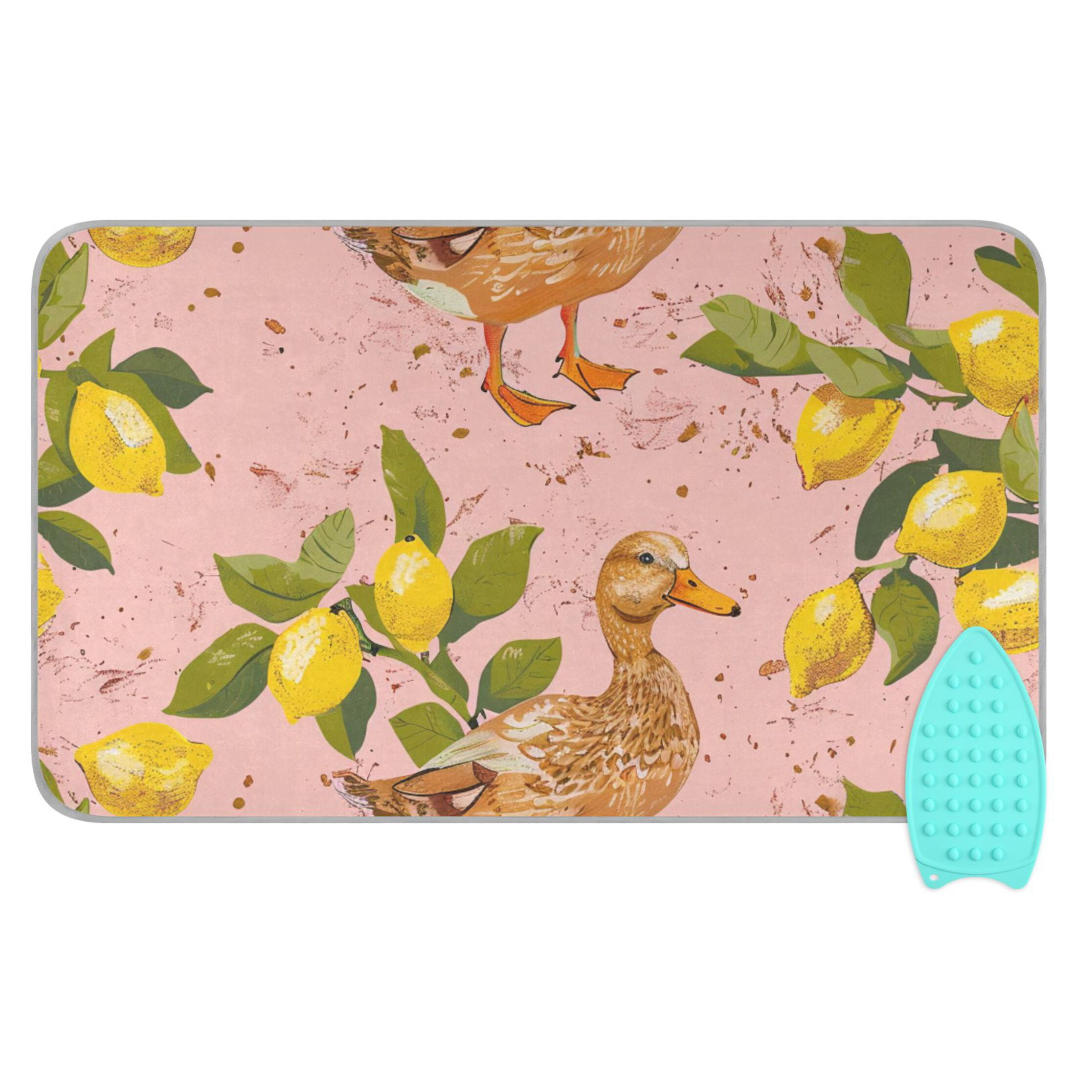 Duck with Lemon Ironing Board Covers Heat Resistant Ironing Pad Mat Portable for Travel Washer Dryer Table