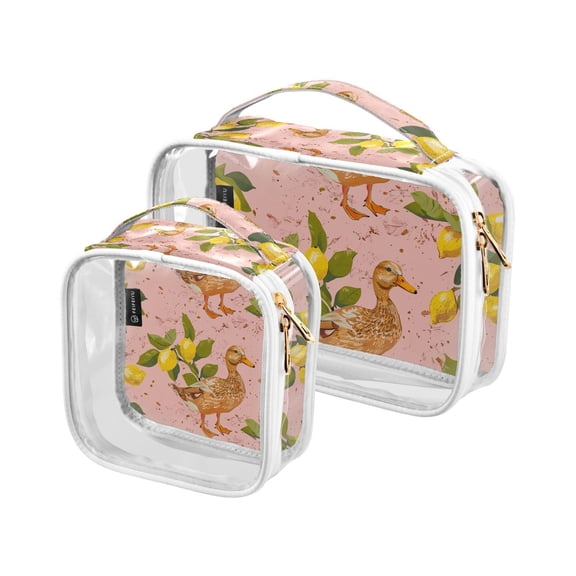 Duck with Lemon Makeup Bags Set Travel Toiletry Bags Portable Cosmetic Bags Organizer Waterproof 2 Packs