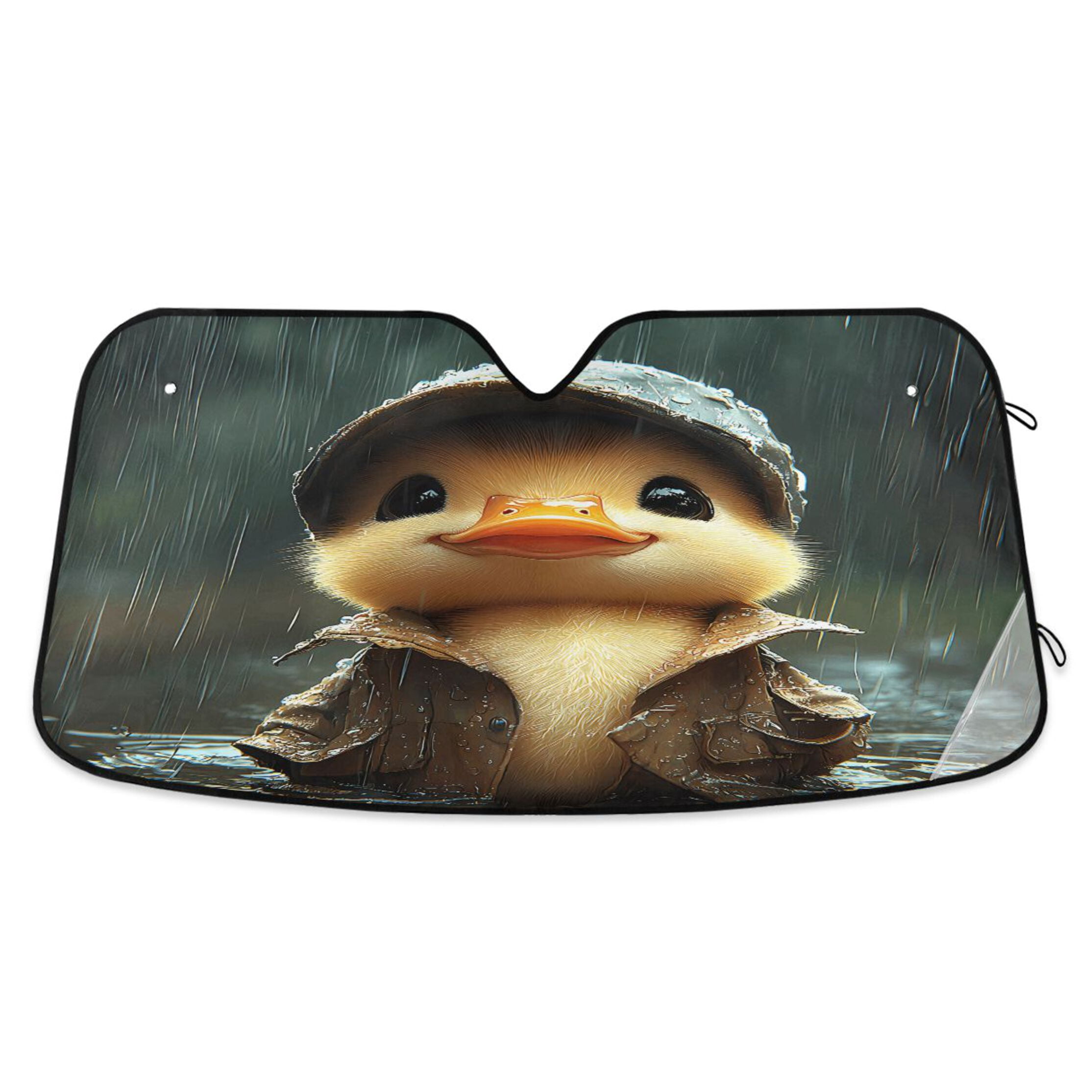 Duck with Raincoat and Cap Car Windshield Sun Shade Foldable Car Front ...