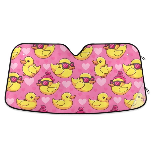 Duck with Sunglasses Car Windshield Sun Shade Foldable Car Front Window Visor Heat and UV Protection 53x23.5