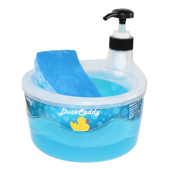 DuckCaddy 3in1 Kitchen Caddy, Dish Soap Dispenser, Sponge Caddy and Soap Dish - Clear Plastic