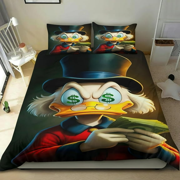 DuckTales Themed Bed Sheet Set Three Piece Set 53x79 Inches Comfortable And Skin Friendly Unique Design Creating A Star Studded Night