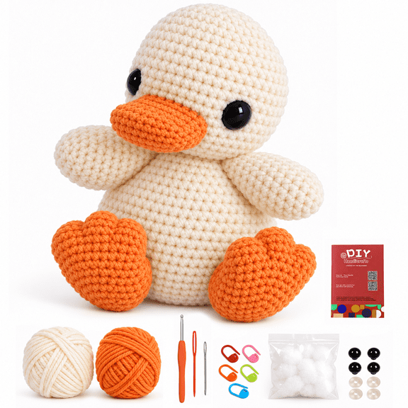 WovWov Crochet Kit for Beginners, Duck Beginners DIY Knitting Kits – Includes Step-by-Step Video Tutorials and Extra 30% Yarn, all accessories