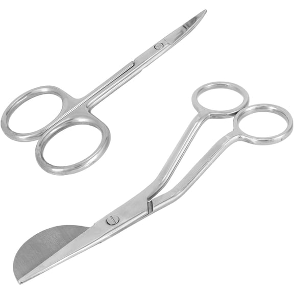 Duckbill Applique Scissors, Stainless Steel Curved Scalloped Scissors with Offset Handle with Curved Snips for Embroidery Fabric Lino Cutting Tools Thread Knitting Sewing Wallpaper Carpet (Silver)