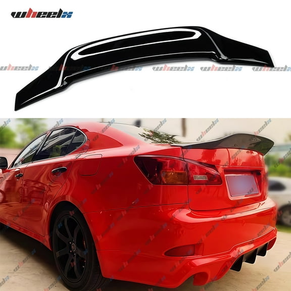 Duckbill Rear Spoiler Compatible with 2006-2013 Lexus IS250 / IS350 & 2006-2014 is F Sedan, Glossy Black Trunk Tail Wing Lip