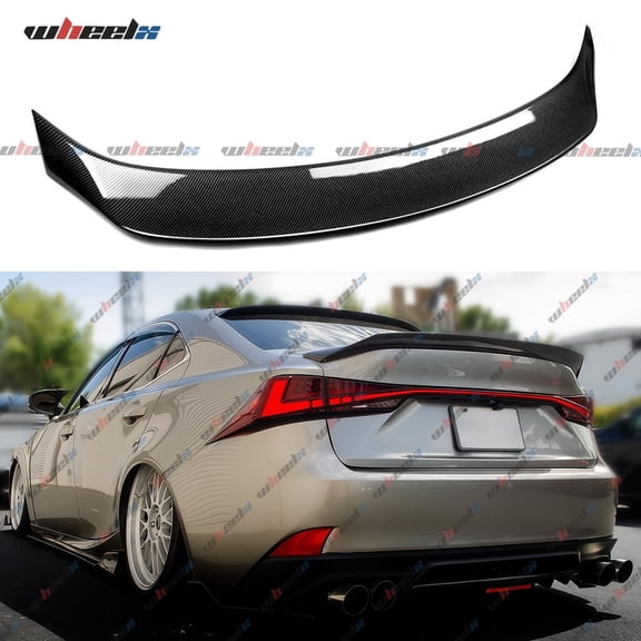 Duckbill Rear Spoiler Compatible with 2014–2020 Lexus IS200t / IS250 / IS300 / IS350 Sedan, Carbon Fiber Pattern Trunk Wing Lip