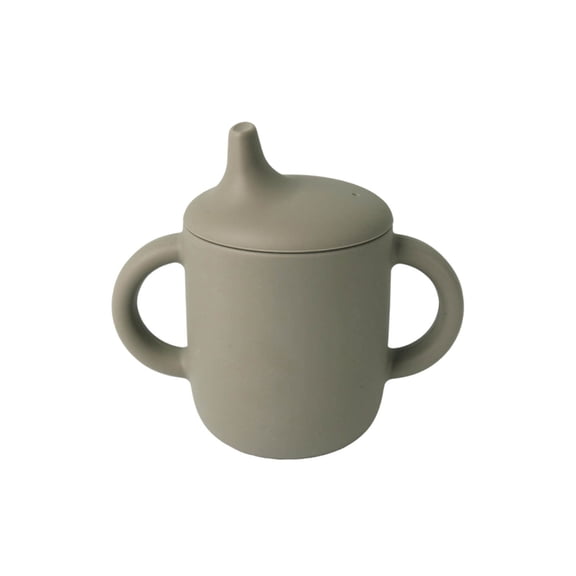 Duckbill Sippy Cup, Zzbeans Soft Silicone Leak-Proof Training Cup, BPA-Free Infant Learning Drink Cup with Spout Easy Clean Dishwasher Safe, Army Green