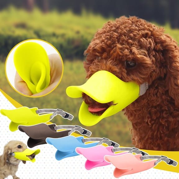 Duckbilled Dog Muzzle Silicone Mouth Cover for 9-22 Lbs Small and Medium Dogs to Prevent Barking and Biting Adjustable Strap Training Tool,Coffee Size S