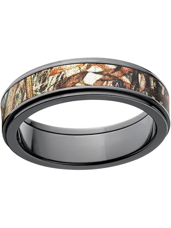 Duckblind Men's Camo 6mm Black Zirconium Band with Polished Edges and Deluxe Comfort Fit