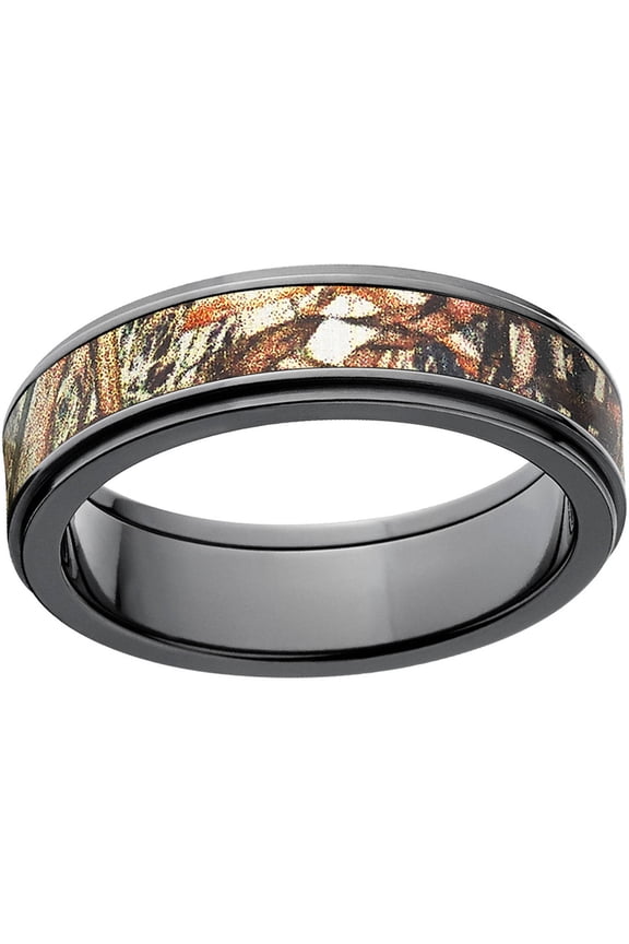 Duckblind Men's Camo 6mm Black Zirconium Band with Polished Edges and Deluxe Comfort Fit