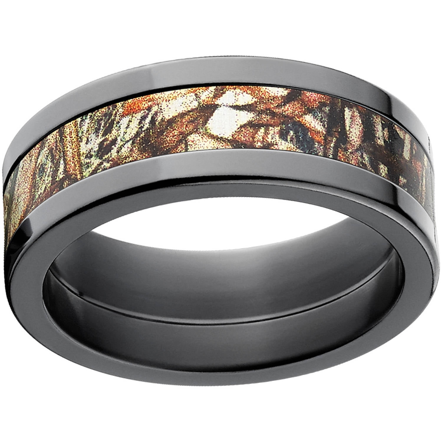 Duckblind Men's Camo 8mm Black Zirconium Band with Polished Edges and Deluxe Comfort Fit