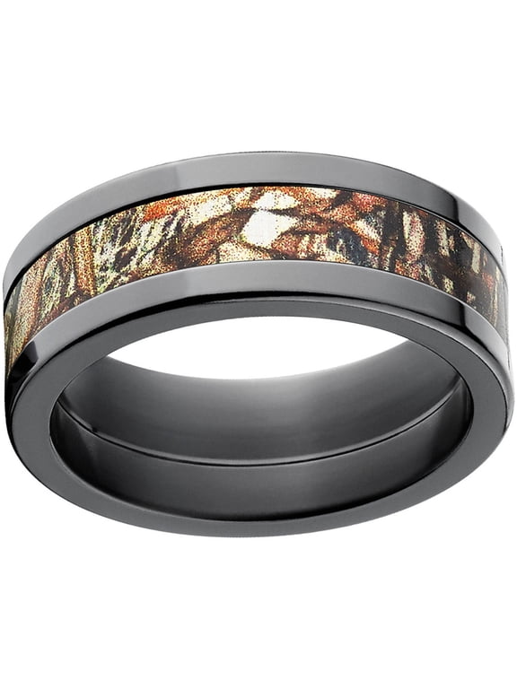Duckblind Men's Camo 8mm Black Zirconium Band with Polished Edges and Deluxe Comfort Fit