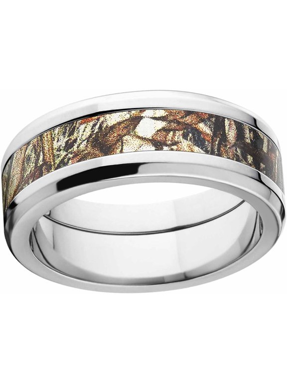 Duckblind Men's Camo 8mm Stainless Steel Wedding Band with Polished Edges and Deluxe Comfort Fit