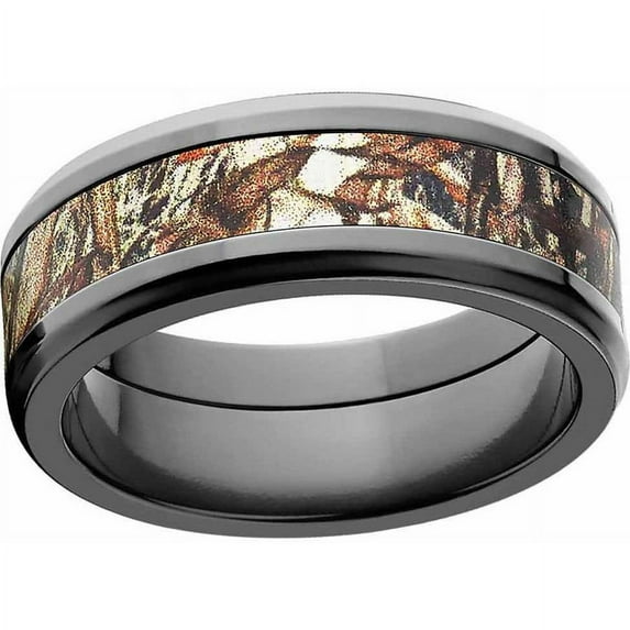 Duckblind Men's Camo Black Zirconium Ring with Polished Edges and Deluxe Comfort Fit