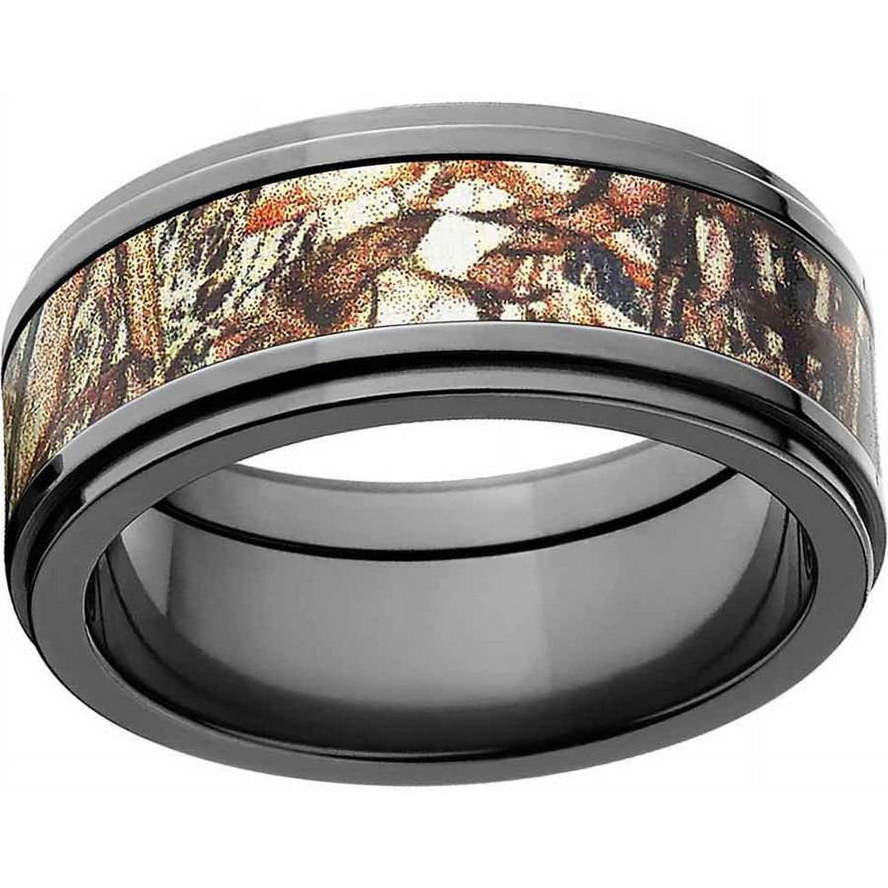 Duckblind Men's Camo Black Zirconium Ring with Polished Edges and Deluxe Comfort Fit