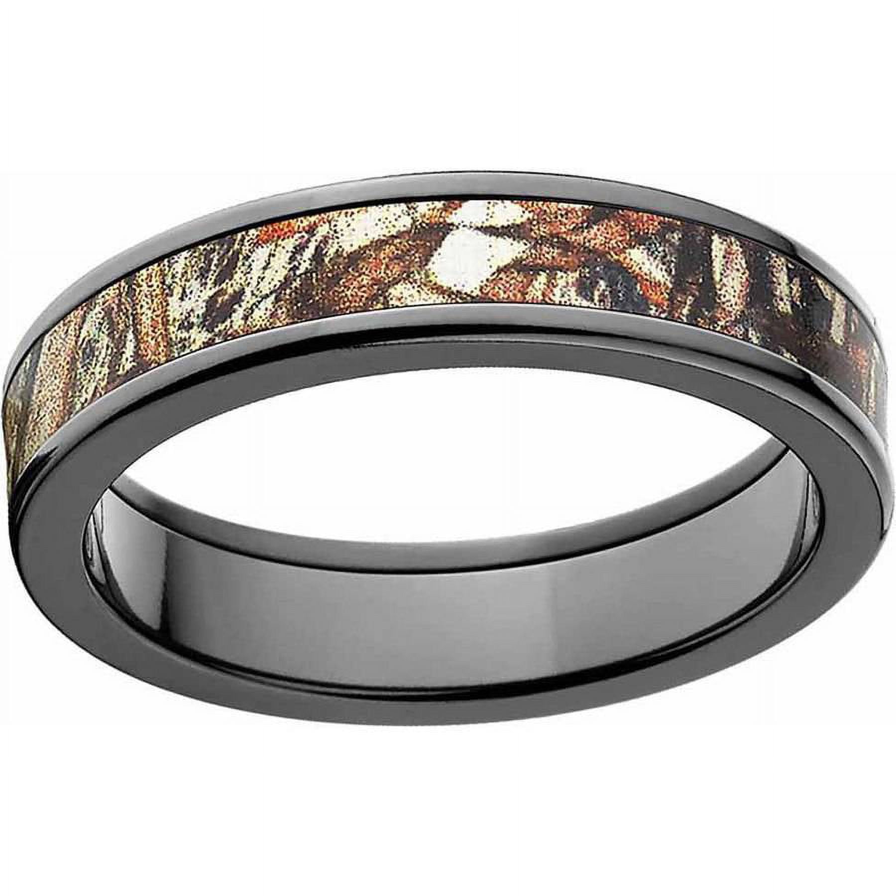 Duckblind Men's Camo Zirconium Ring with Polished Edges