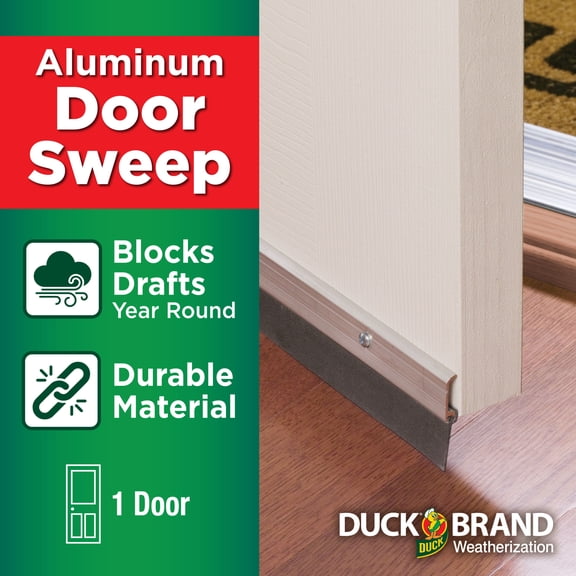 Duckbrand, 1.625 Inches X 36 Inches Silver Aluminum Door Bottom, Attaches Securly, Blocks Drafts