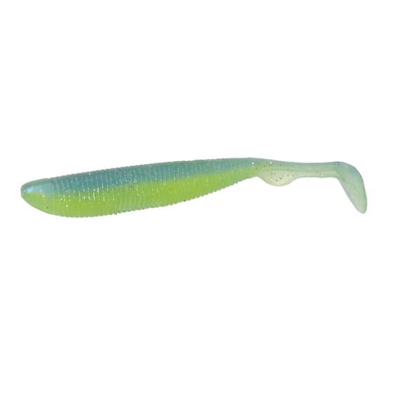 Duckett Fishing BD Subtle Tail, Chartreuse Blue Back, 3.8 in
