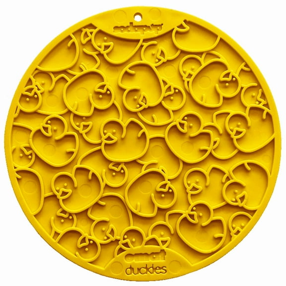 Sodapup Duckies eMat Enrichment Lick Mat With Suction Cups, L, Yellow