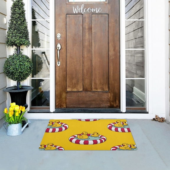 Duckies in Rubber Swimming Pool Doormats Welcome Mats Gate Pads Entryway Outdoor 32" x 20"