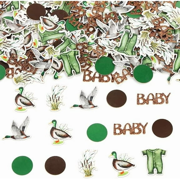Ducking Hunting Baby Shower Decorations - 200pcs Mallard Duck Confetti, Double Sided Table Decorations for It's a Boy