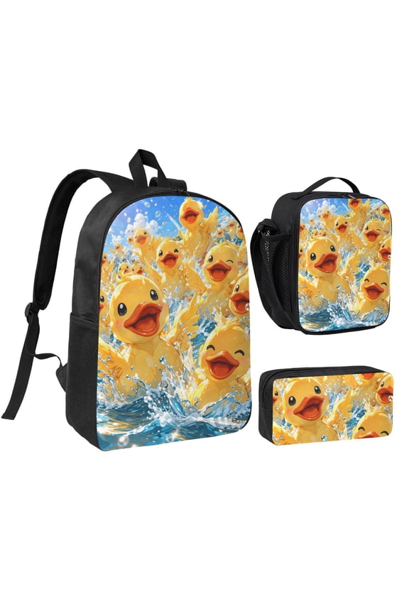 Duckling Backpack Set 3pc Including Backpack, Lunch Bag and Pen Bag Combination