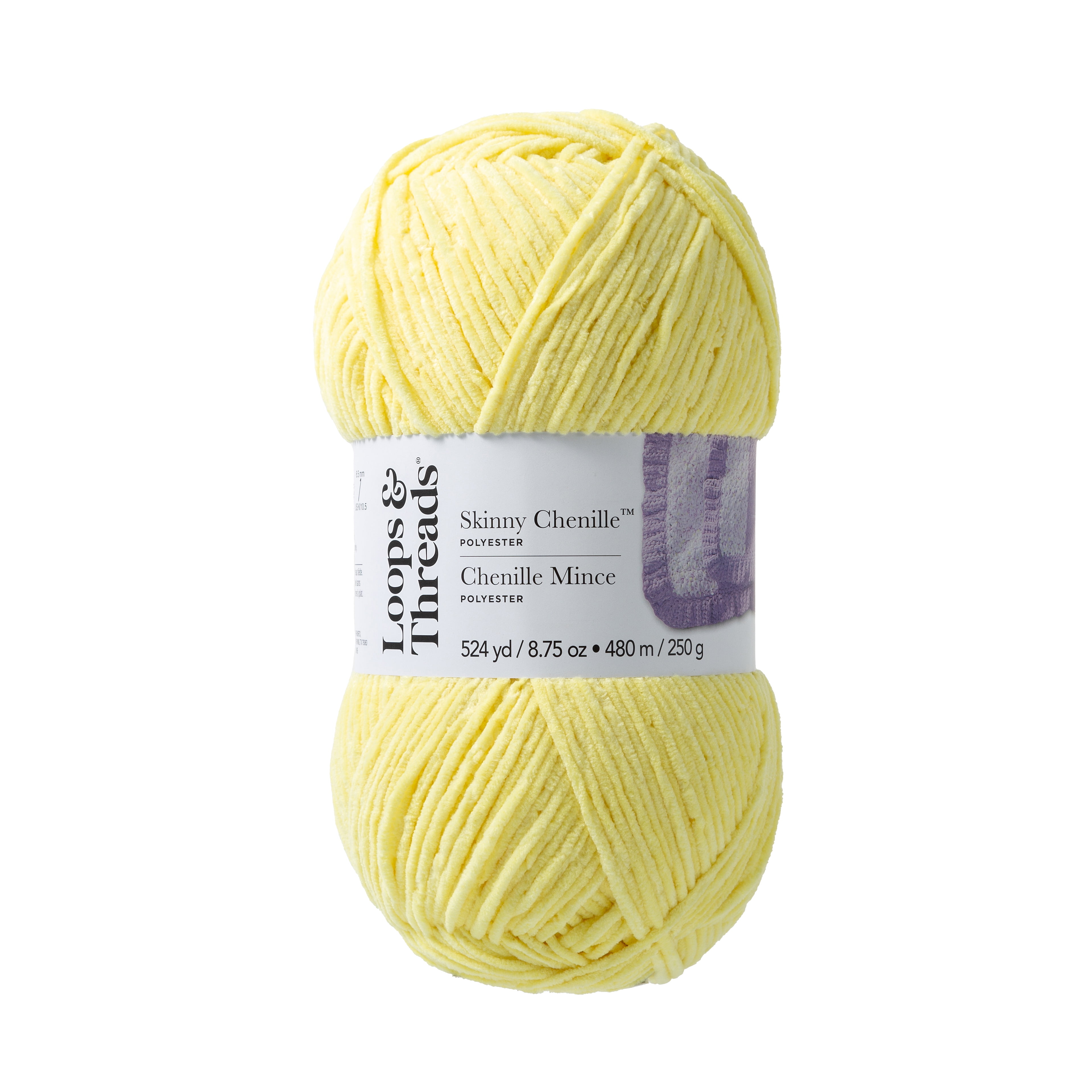 Loops & Threads Duckling Skinny Chenille Yarn - Medium Weight Yarn for Knitting, Crochet, Weaving, Arts & Crafts, 12 Pack