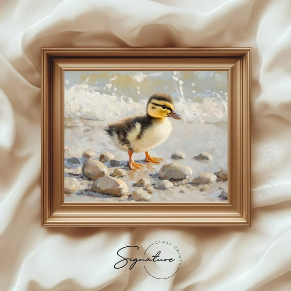 Duckling Taking Careful Steps Wall Art, Spring, Rustic Baby Duck Decor, Cottagecore Animal Art, 3647 Home Decor, 16x24 UNFRAMED