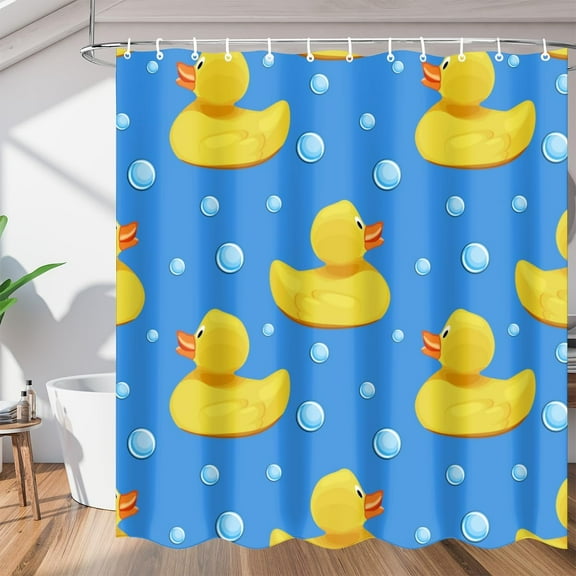 Ducklings Soap Bubbles Shower Curtain Fabric Shower Curtain Set with 12 Hooks Waterproof 72 * 72 Inches for Bathroom Beach Caravan Hotel