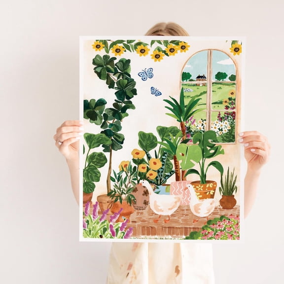 Ducklings Spring Art Print - Bright Floral Decor Poster, Unframed Poster Size 16x24 F03.1.21l306