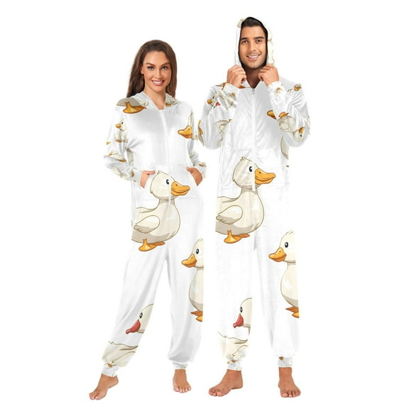 Ducks Adult Onesie Pajamas Slim Fit Christmas One Piece Suit Pjs for Women and Men Hooded Zipper