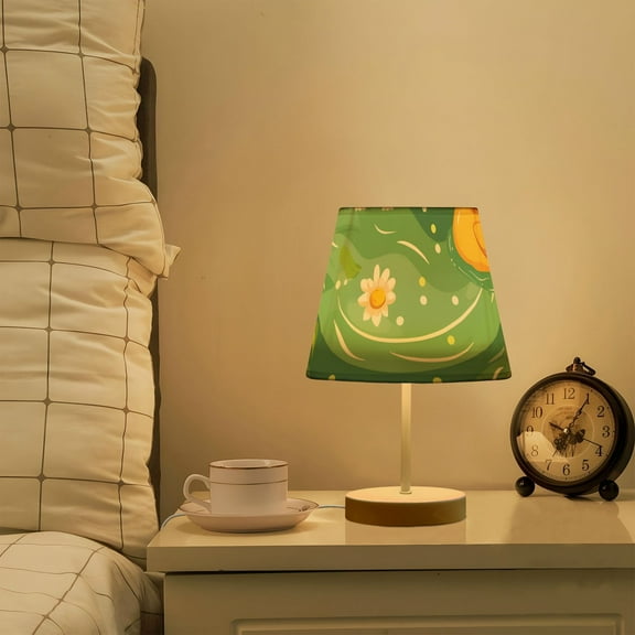 Ducks Daisy Flower on Green Wave LED Desk Lamp Table Lamp USB Bedside Nightstand Small Lamp for Bedroom Living Room Kids Room