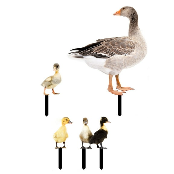 Ducks Family Decor for Garden Stakes with Ground Insert Outdoor Animal Sculpture Sign Figure Gardening 2D Acrylic Decorative Stakes