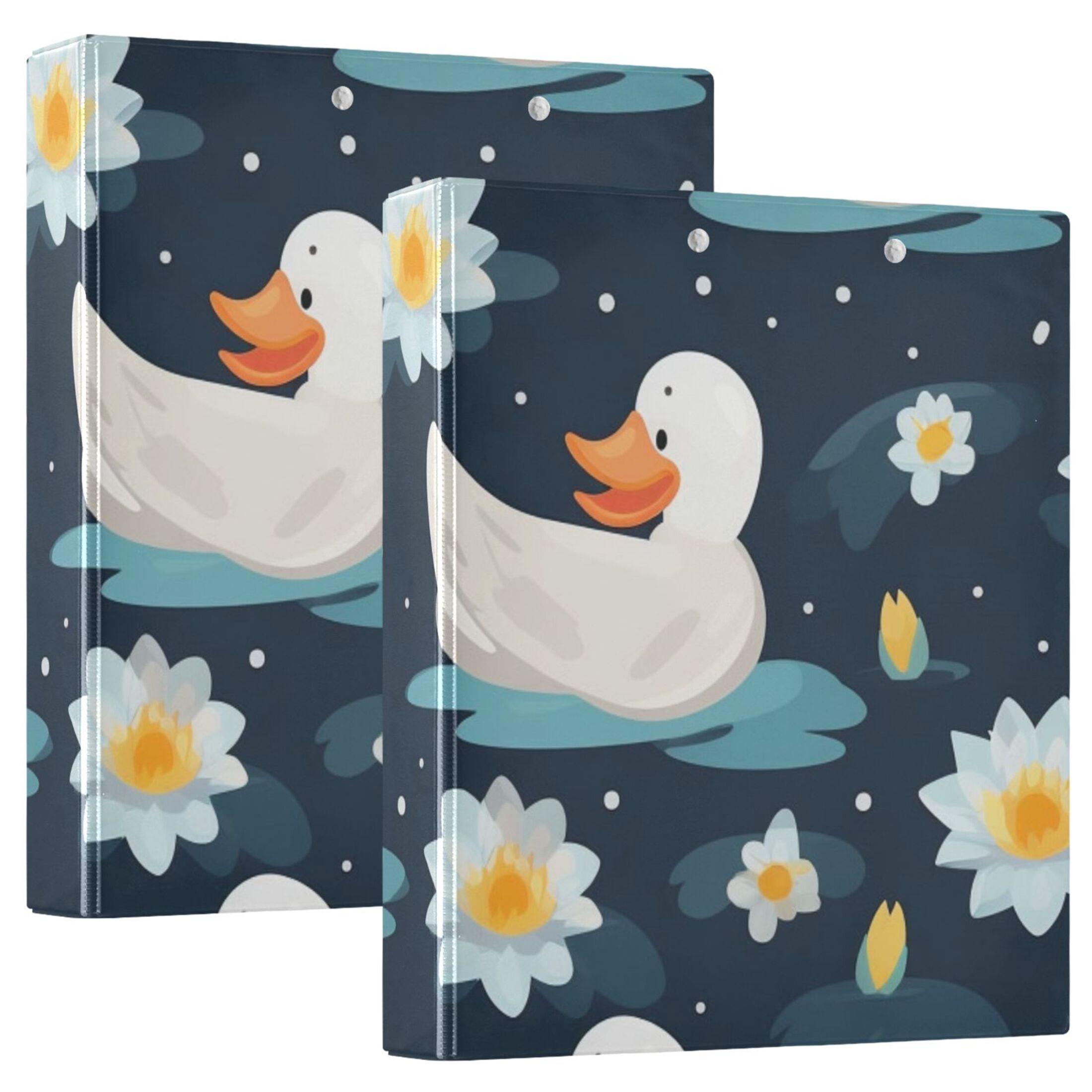 Window Duck Folder Ducks Flowers Water Lily 3 Ring Binders 1.5 inch Hardcover File Folders ...