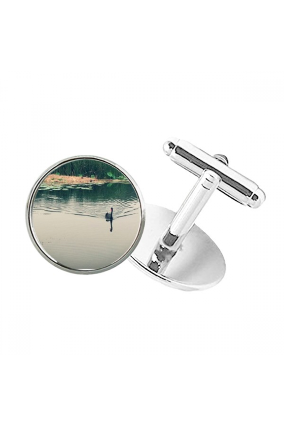 Ducks Lake Photography Round Button Cuff Clip Stud Cufflinks