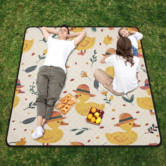 Ducks Leaves Beach Blanket Outdoor Picnic Blanket 78"x 78" Waterproof Foldable for Beach Camping Travel Hiking Grass Lawn Park