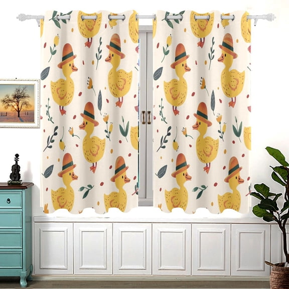 Ducks Leaves Black Out Curtains Aesthetic for Bedroom Living Room Sliding Glass Doors Kitchen Windows 2 panels set