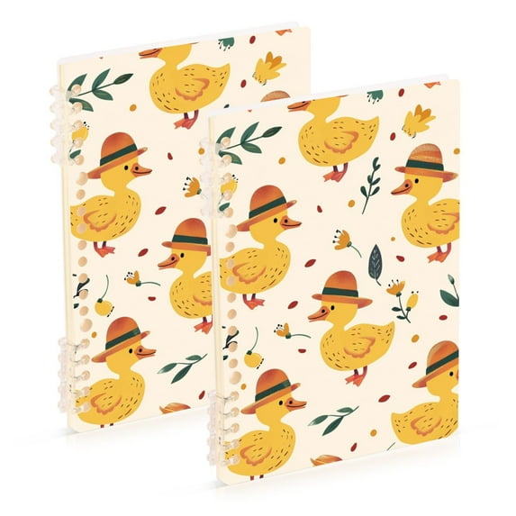 Ducks Leaves Ring Binder Notebook Journey Note Diary College Ruled Spiral Notebook Study Loose Leaf Paper A5 60 Pages