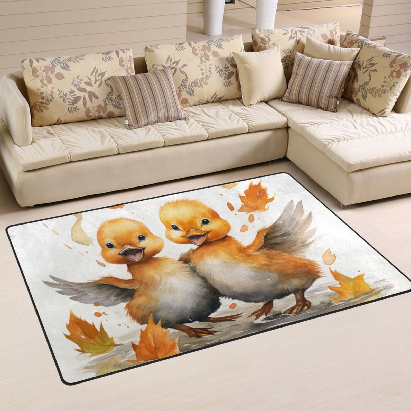 Ducks Leaves Water Area Rug Washable Floor Carpet Mat 60 x 39 inch for ...