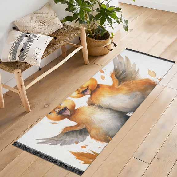 Ducks Leaves Water Runner Rug Machine Washable Area Rugs Carpet Non Slip Entryway Mat for Bedroom Entryway Front Door