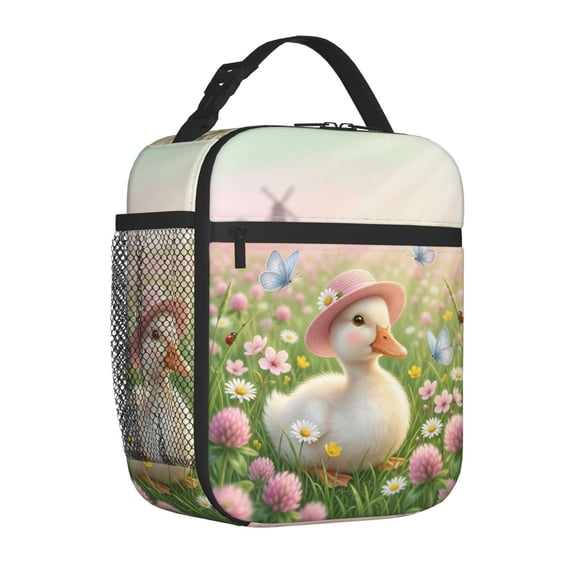 Ducks Lunch Bag, Aesthetic Animal Pattern Insulated Meal Tote, Reusable Double Layer Thermal Bento Container, Large Travel Handheld Case For Adults