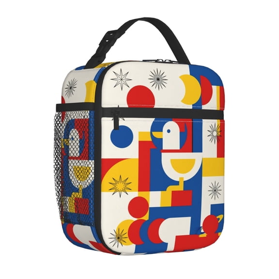 Ducks Lunch Bag, Vibrant 2D Cartoon Graphic Insulated Meal Tote, Reusable Spacious Thermal Bento Container, Unique Animal Art Handbag For Women