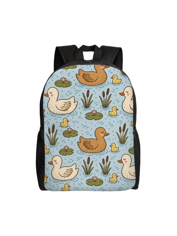 Ducks On Pond Pattern Laptop Backpack, Padded 15.6 Inch Computer Compartment, Casual Travel Work Daypack