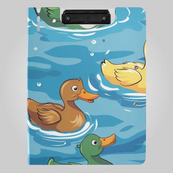 Ducks Swimming Foldable Binder Folder Clipboard with Pen Slot Double Clips A4 Size File Storage