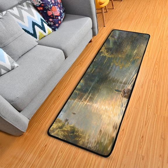 Ducks Swimming in Lake at Sunrise Hallway Runner Rug 2'X6' Non-Slip Washable Carpet Runner Kitchen Entryway Laundry Bedroom