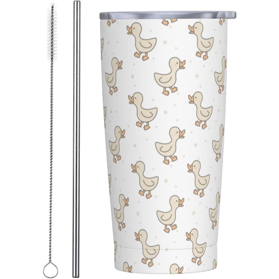 Ducks Tumbler 20oz Cute Yellow Stainless Steel Insulated Tumblers with Lid and Straw Animal Travel Coffee Mug Tea Wine Cups Water Bottle Duck Gifts for Women