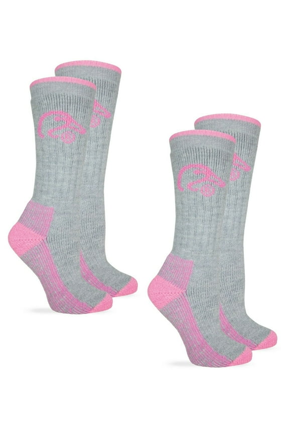 Ducks Unlimited Womens Socks, Merino Wool Heavyweight Cushion Boot Crew Socks, 2 Pairs