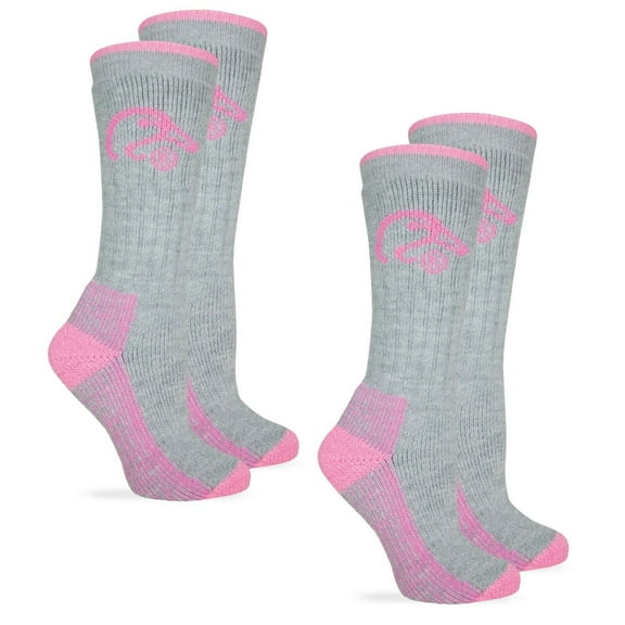 Ducks Unlimited Womens Socks, Merino Wool Heavyweight Cushion Boot Crew Socks, 2 Pairs